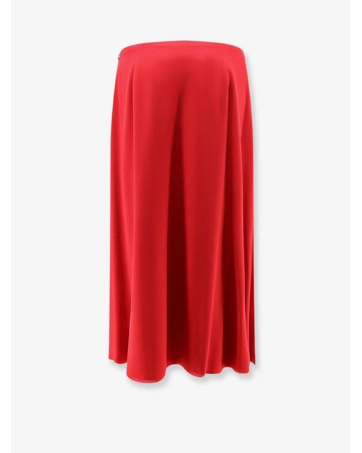 Valentino Red Midi Silk Skirt
