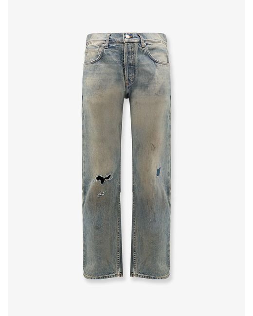 Enfants Riches Deprimes Gray Straight Leg Jeans With Destroyed Effect for men