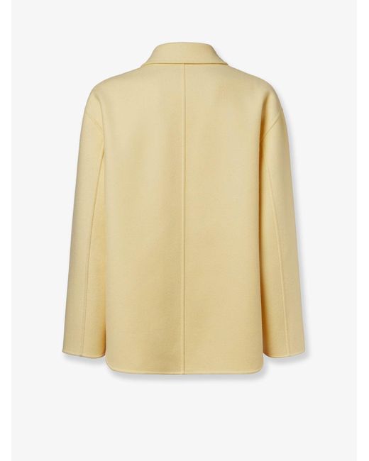 Fendi Natural Double-Breasted Wool Coat for men