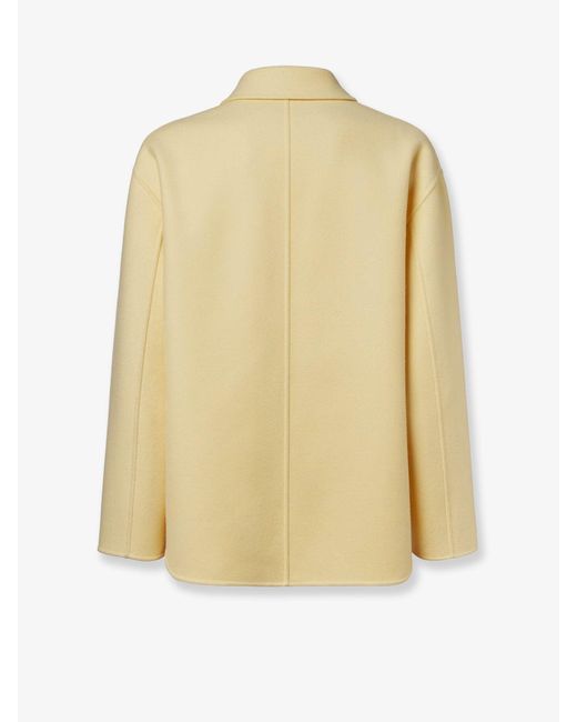Fendi Natural Double-Breasted Wool Coat for men
