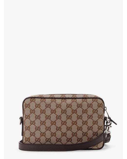 Gucci Brown Gg Supreme Fabric Shoulder Bag With Leather Inserts for men