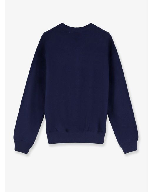 Polo Ralph Lauren Blue Cotton Blend Sweater With Embroidered Logo On The Front