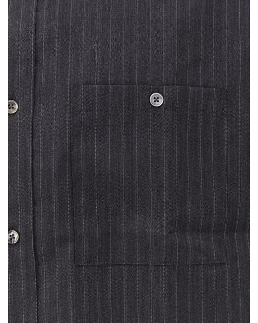 TONYWACK Blue Striped Wool Blend Shirt