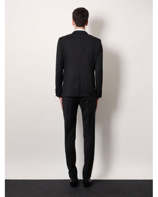 Tagliatore Blue Virgin Wool Tuxedo With Iconic Brooch for men