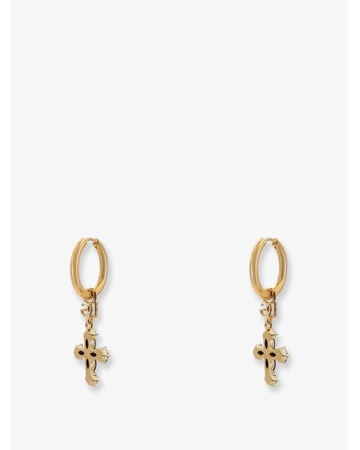 Dolce & Gabbana White Brass Earrings With Rhinestones