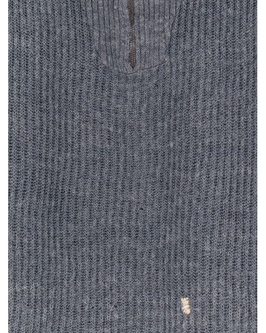 Maison Margiela Gray Ribbed Linen And Wool Blend Sweater for men