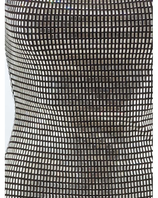 Self-Portrait Gray Short Tulle Dress With Rhinestones