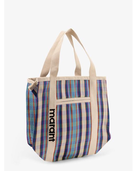 Isabel Marant Blue Darwen Nylon Shoulder Bag With Striped Pattern