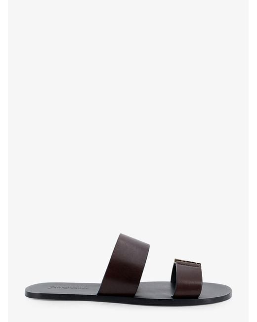 Saint Laurent White Babylone Leather Sandals for men
