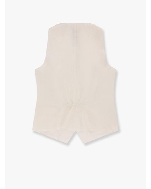 Tagliatore White Giselle Linen Vest