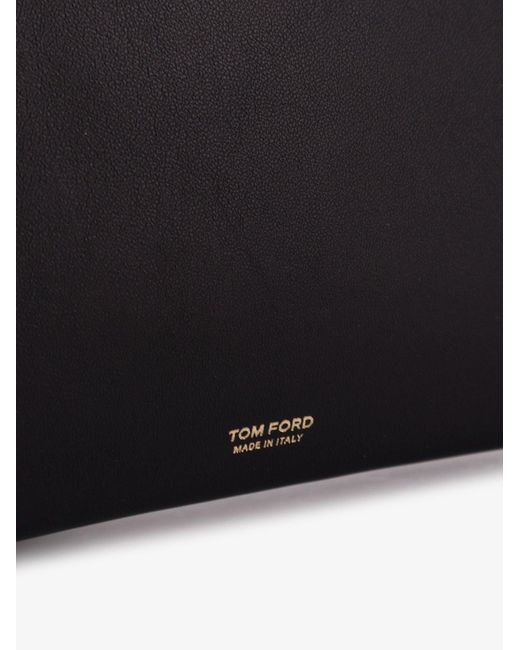 Aura Leather Clutch Bag With Lettering Logo On The Front-Donna di Tom Ford in White