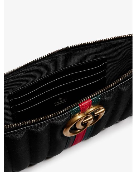 Gucci White Gg Marmont Pouch With Strap