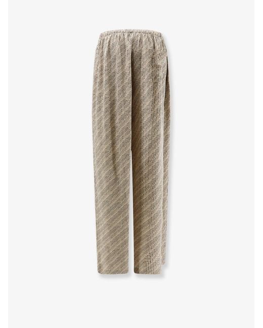 Balenciaga Natural Monogram Silk Trousers