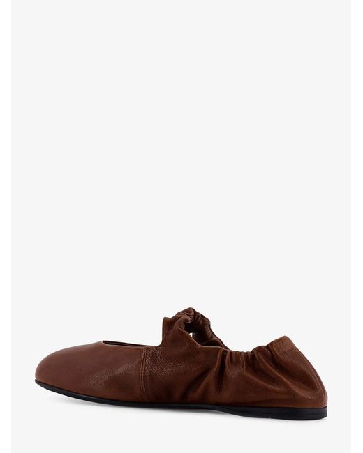 Miu Miu Brown Ruches Leather Ballerinas