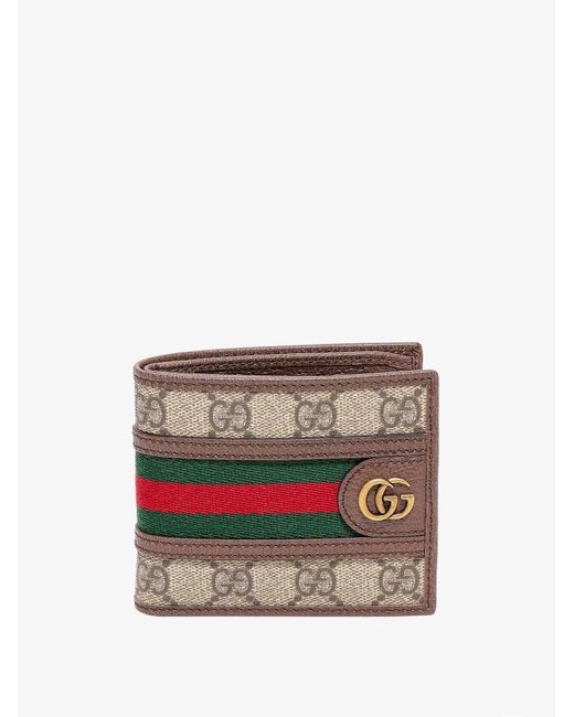 Gucci White Gg Supreme Fabric Wallet With Iconic Web Band for men