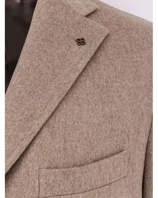 Tagliatore Brown Virgin Wool Coat for men