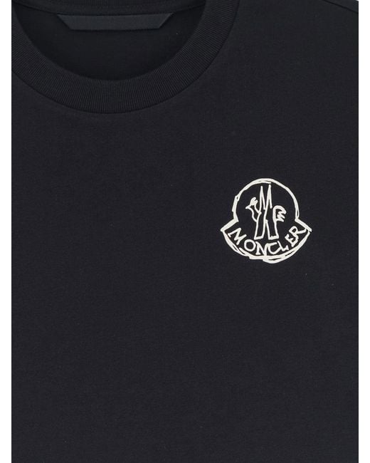 Moncler Black Biologic Cotton T-Shirt for men