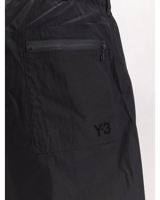 Y-3 Blue Cotton Blend Cargo Bermuda Shorts for men