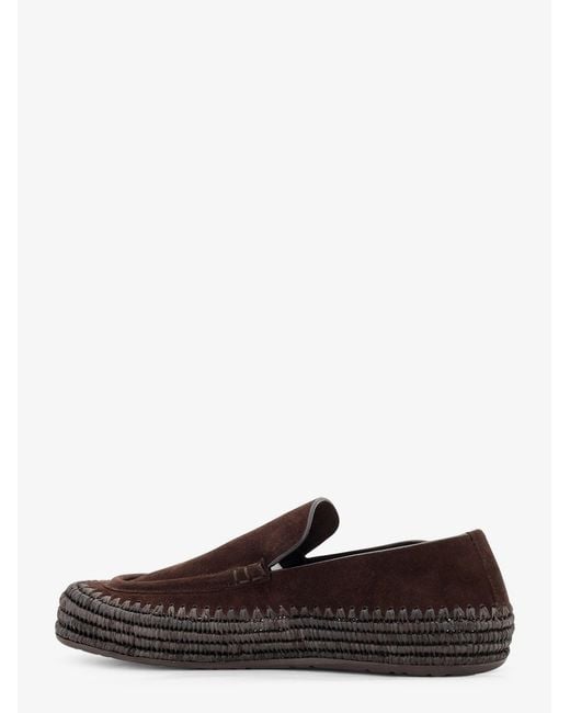 Loewe White Rio Suede And Raffia Loafers for men