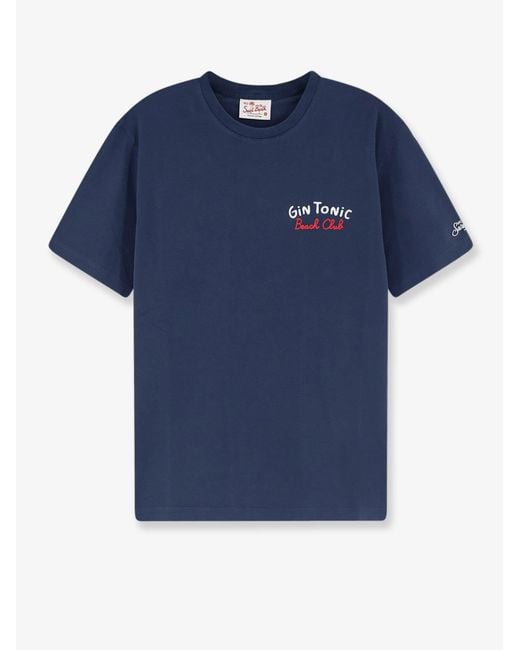 Mc2 Saint Barth Blue Cotton T-Shirt With Embroidered Logo for men