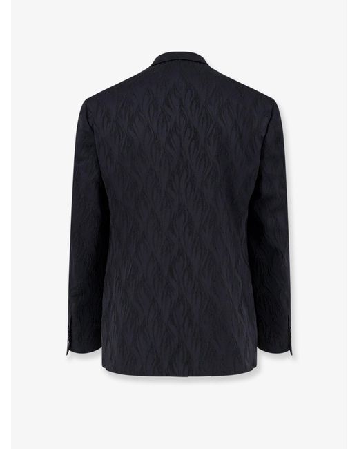 Corneliani Blue Single-Breasted Blazer With Embroidery for men