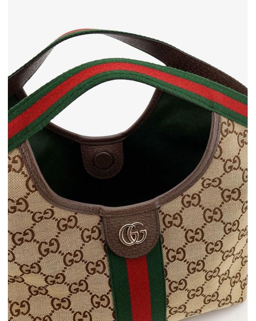 Gucci Brown Giglio Gg Supreme Fabric And Leather Tote Bag