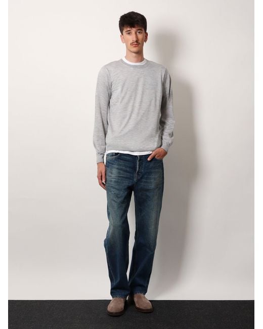 Brunello Cucinelli Gray Cashmere And Silk Sweater for men