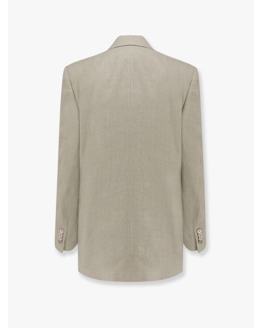 LARDINI Cameron linen blazer with iconic brooch ラージ Lardini Cameron Linen Blazer With Iconic Brooch in Grey