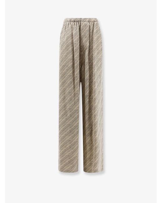 Balenciaga Natural Monogram Silk Trousers