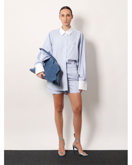 The Attico Gray Striped Cotton Shorts