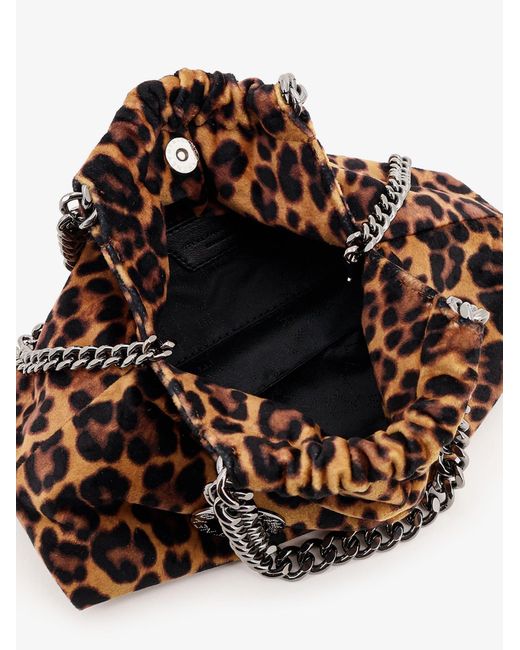 Stella McCartney Brown Falabella Mini Leopard Print Velvet Crossbody Bag