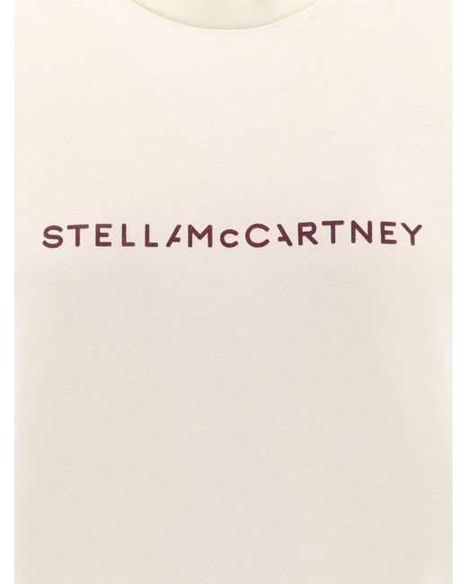 Stella McCartney Natural Cotton T-Shirt With Logo Print