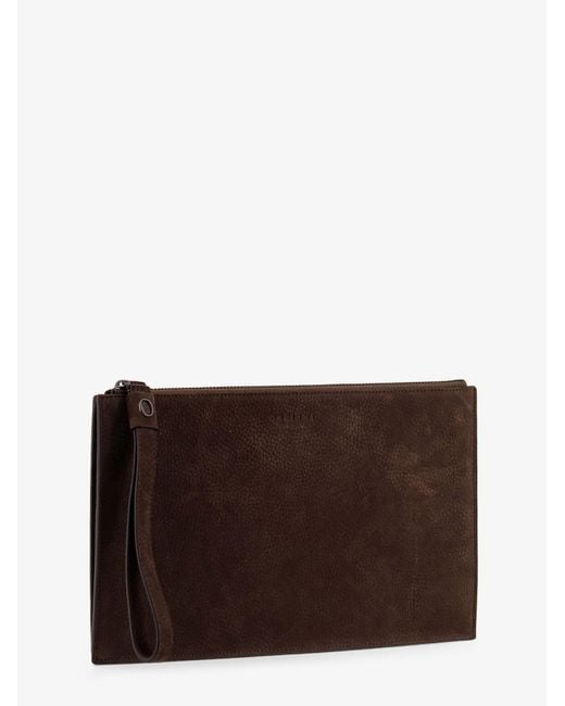 Orciani Brown Leather Clutch for men