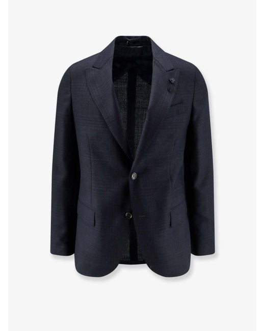 Lardini Blue Prince Of Wales Wool Blazer for men