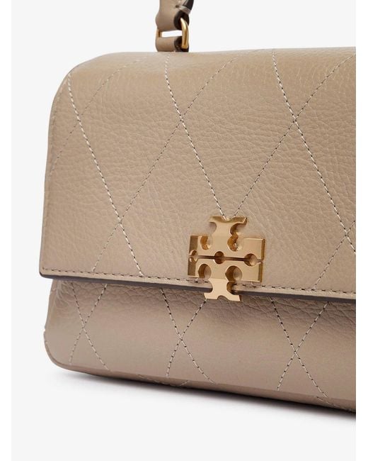 Tory Burch Natural Charlie Quilted Top Handle Chain Wallet Crossbodybag