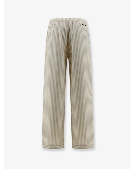 Miu Miu Natural Striped Cotton Pajama Pants
