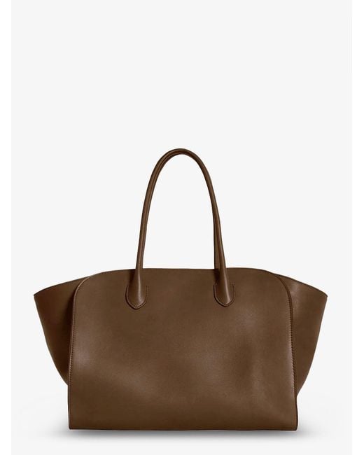 The Row Brown Marlo 14 Leather Shoulder Bag