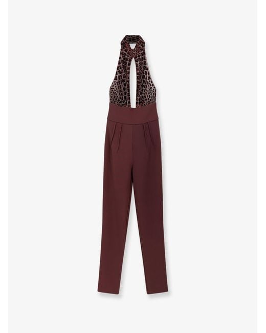 Elisabetta Franchi Purple Satin Suit With Sewuins On The Top