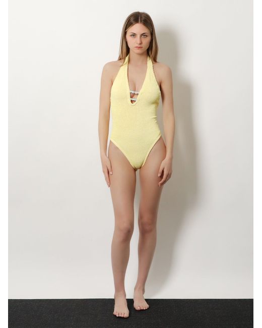Hunza G White One-Piece Swimsuit Adriana Crinkle