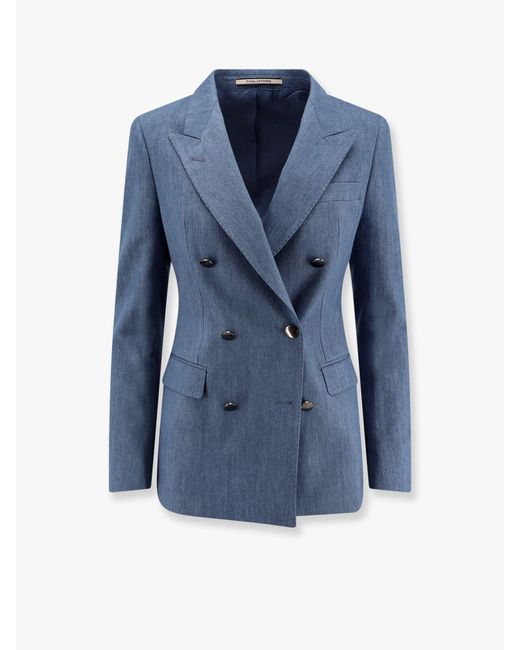 J-Parigi Denim Blazer With Lurex Effect di Tagliatore in Blue