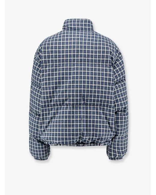 Miu Miu Blue Reversible Madras Flannel Down Jacket