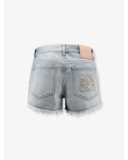Loewe Blue Paula's Ibiza- Denim Bermuda Shorts With Frayed Edges