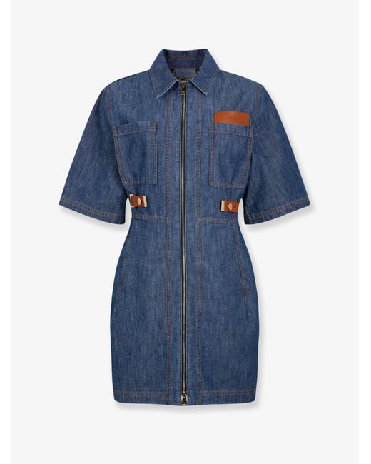 Fendi Blue Chambray Denim Chemisier Dress
