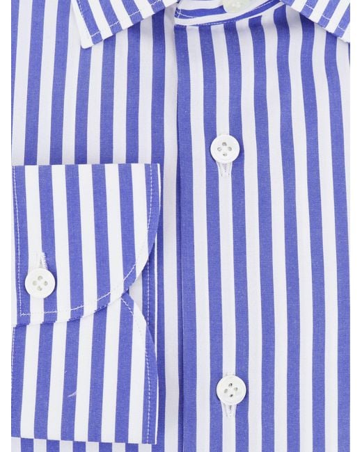 NUGNES 1920 Blue Striped Cotton Shirt for men