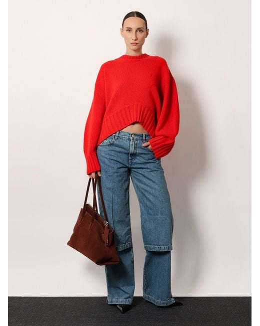 The Attico Blue Jeans With Logo Embroidery