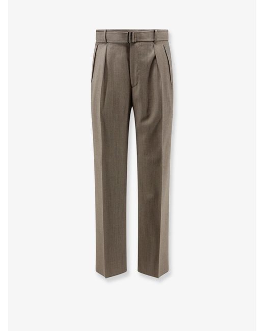 Tagliatore Gray Nevil Virgin Wool Trousers With Belt for men