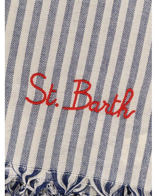 Mc2 Saint Barth White Striped Cotton Beach Towel for men