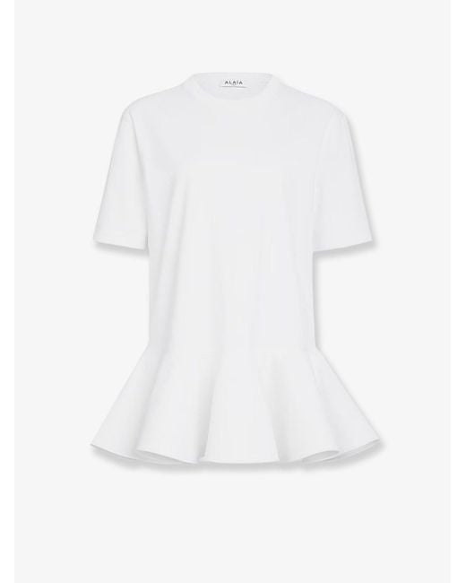 Alaïa White Crinoline Cotton Jersey T-Shirt