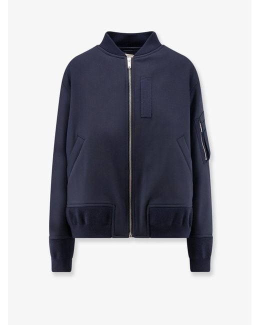 Semicouture Blue Virgin Wool Blend Bomber