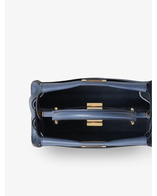Fendi Blue Peekaboo Mini Leather Handbag